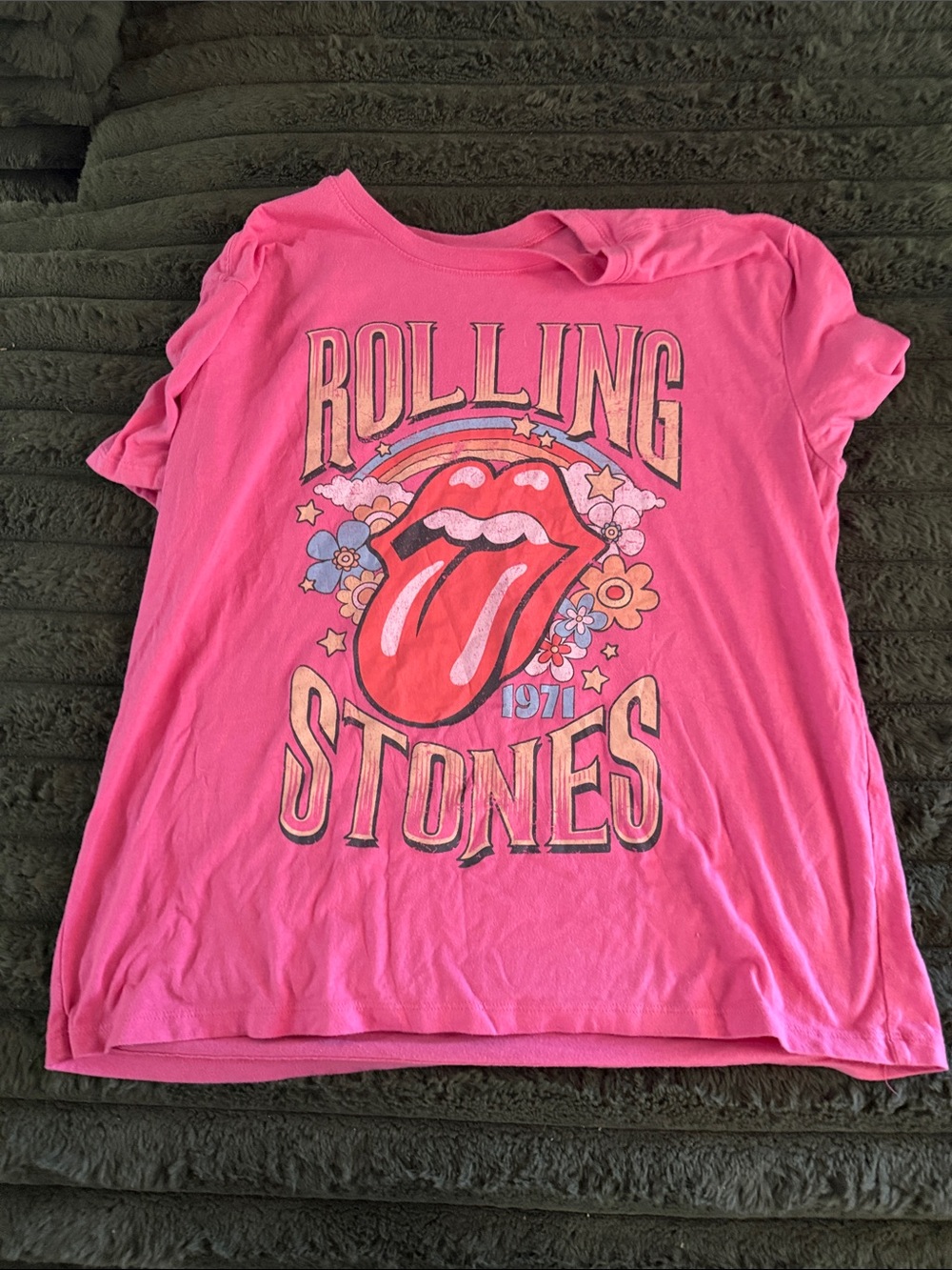 the Rolling Stones Hot Pink Kids Graphic Tee with Tongue Logo